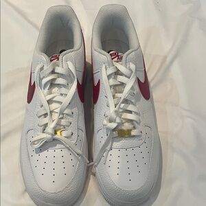 Nike White and Red Sneakers with Gold Accents